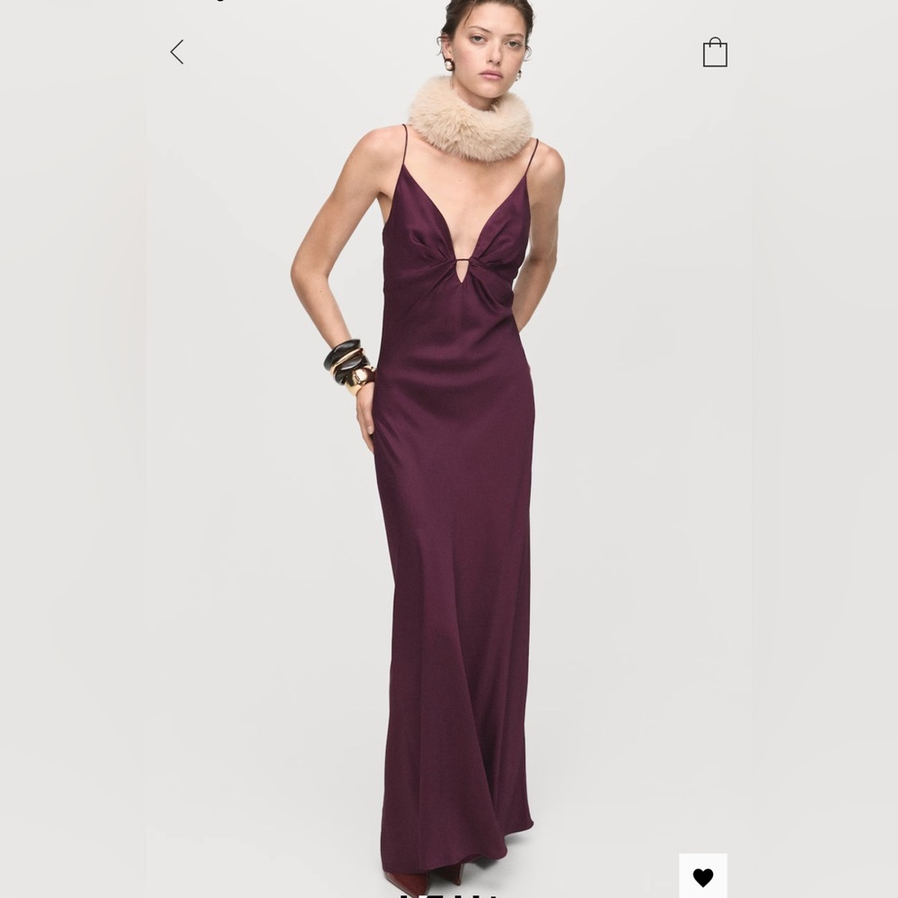 Mango Deep Purple V neck Maxi Dress NWT